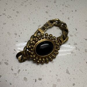 Super Cool Statement Gold Bracelet with Black Stone